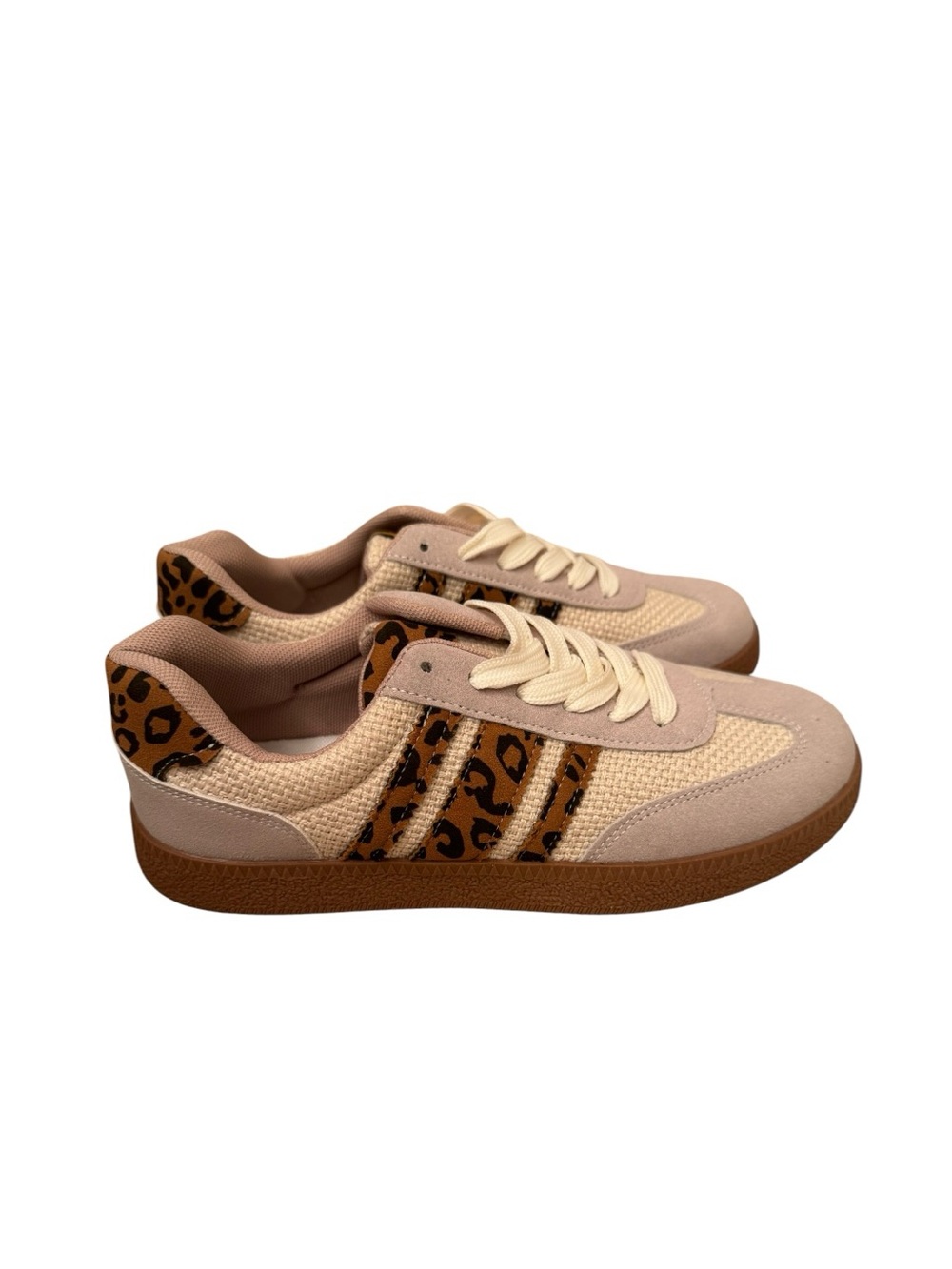 Women's Beige Leopard Casual Sneakers